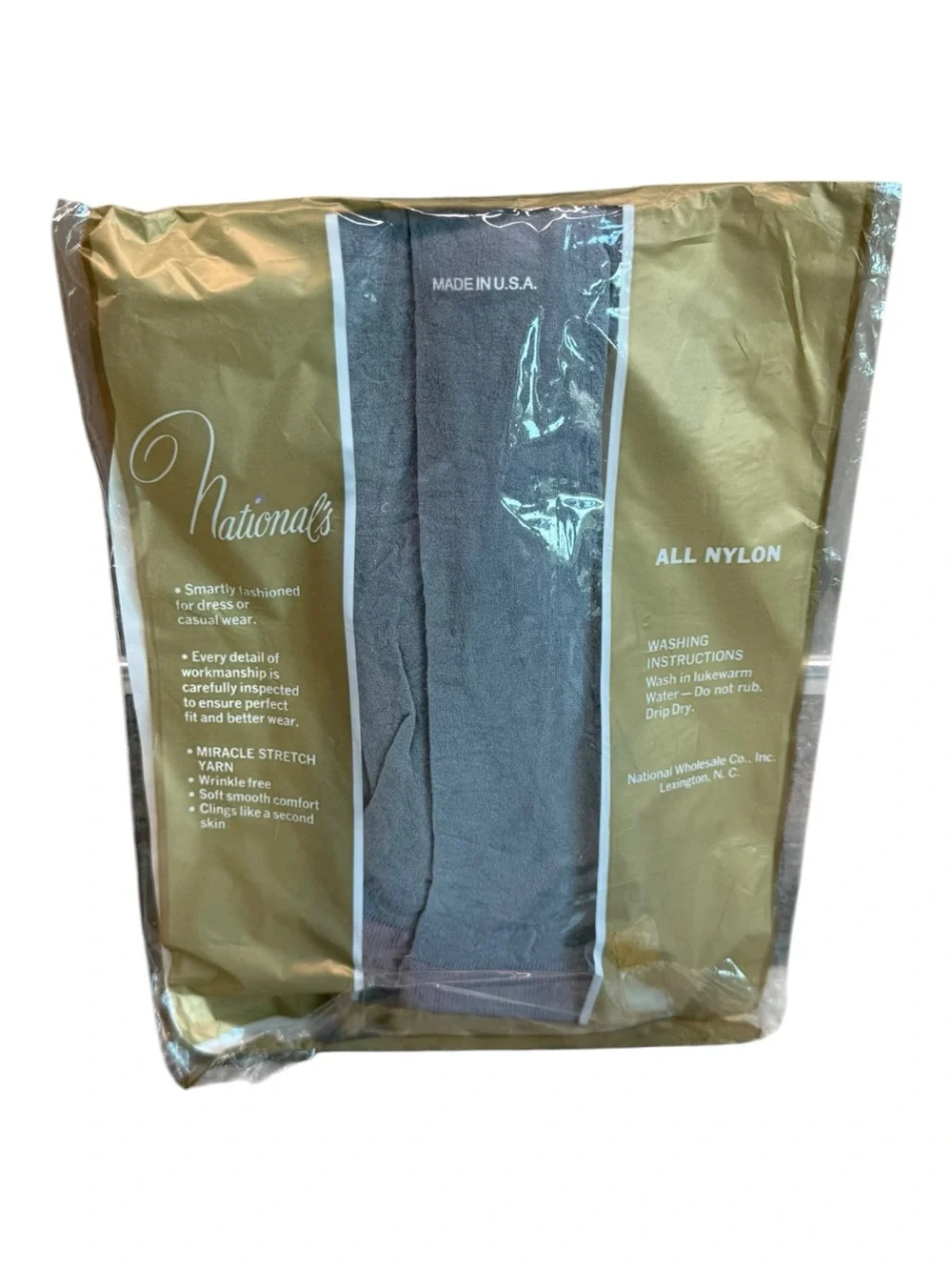 Vintage National’s Guaranteed Hosiery Pantyhose Size M NOS USA Lt Gray All Nylon